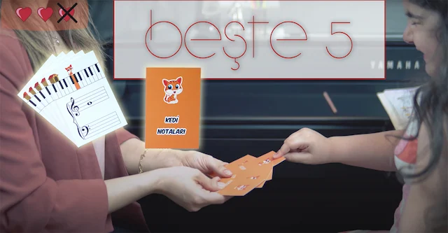 Beşte 5 oyununun porteye nota yazma kartları